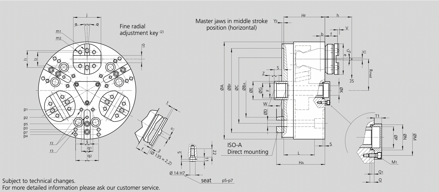 TSF-C 12" 3 jaw power chuck SMW