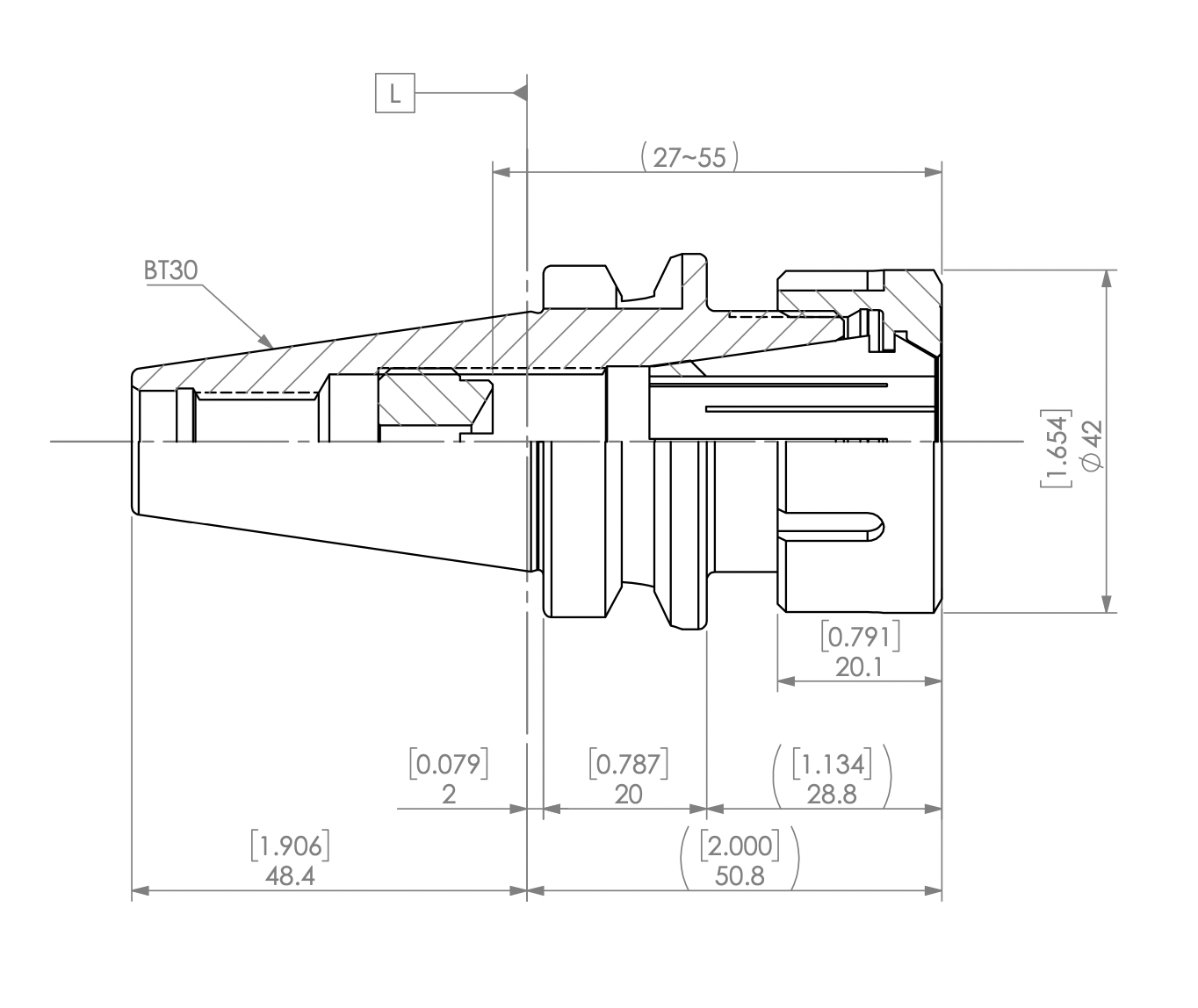 BT30 ER25 Collet Chuck HighTorque